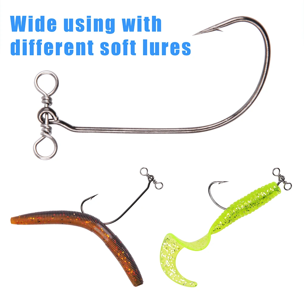 30 Uds. Anzuelos de pesca de tiro caído, aparejo de tiro de vástago largo de acero rico en carbono y anzuelos de gusano giratorios para carpa, lubina, perca, bagre - imagen 5