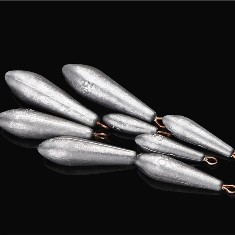 Accesorios de pesca, 5 uds., 30/40g, tipo hoja de sauce con escala, plomo fuerte con anillo, tira larga, aparejos de plomos para pies - imagen 4