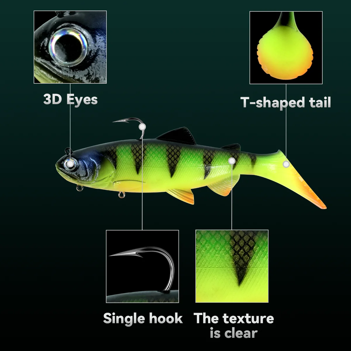 20cm 158g cabeza de plomo PVC cebo de pesca suave natación cebos artificiales cola en T señuelo suave de silicona Swimbait Wobblers con gancho - imagen 4