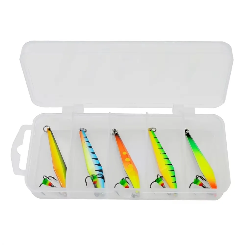 5 unids/caja forma de cuchara cuchara de pesca en hielo cebo de Metal 5g/5,5 cm cebos artificiales cucharas de señuelo niqueladas de acero inoxidable - imagen 5