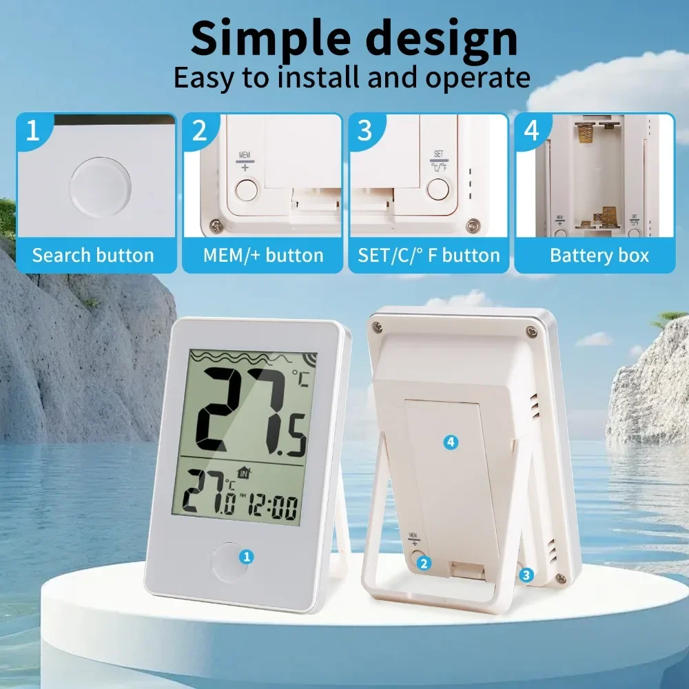 Termómetro Digital para piscina, Monitor de temperatura flotante para exteriores, hogar, baños, acuario - imagen 5