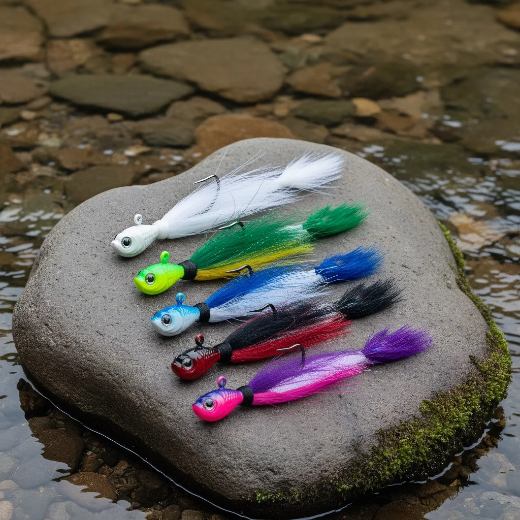 Goture Bucktail Jig con plumas de ciervo y ojos 3D – jigging