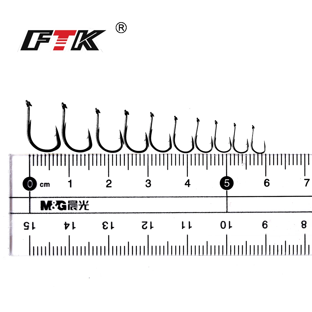 FTK-anzuelos de pesca con púas de acero al carbono, 10 piezas, Tomaru, perca, Lucio, carpa, accesorios de pesca, 3-12 # - imagen 4