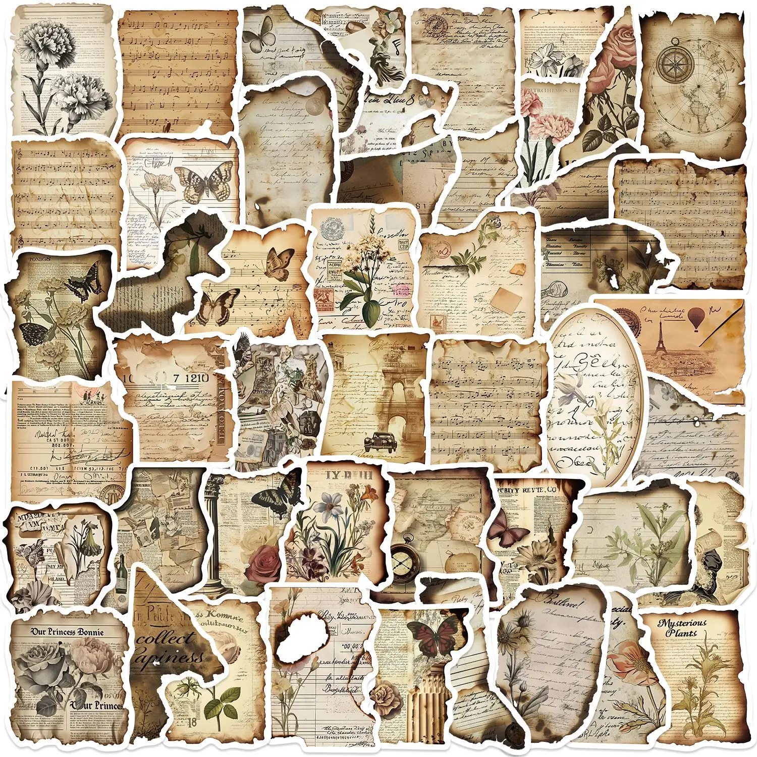 Pegatinas retro impermeables texto quemado para móvil y portátil