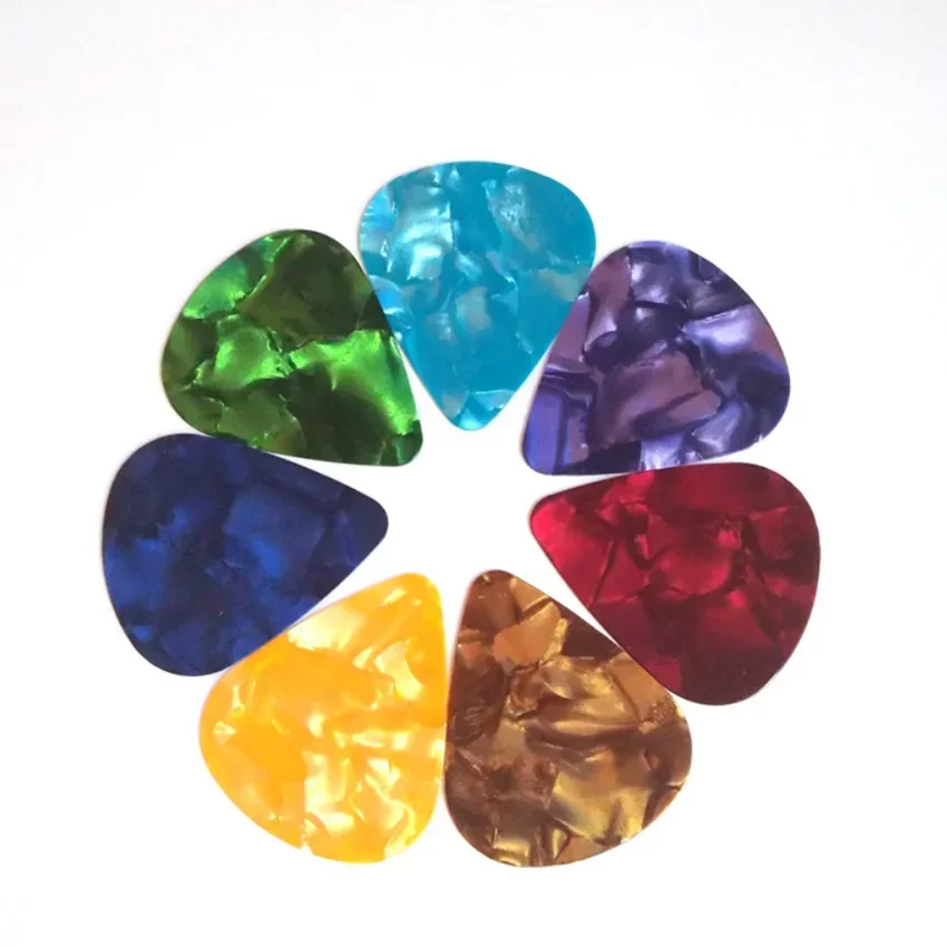 Púas acústicas para guitarra eléctrica, accesorios de Color aleatorio, Plectrum, celuloide, 0,46/0,71/0,96/1,2mm, 10 piezas, gran oferta