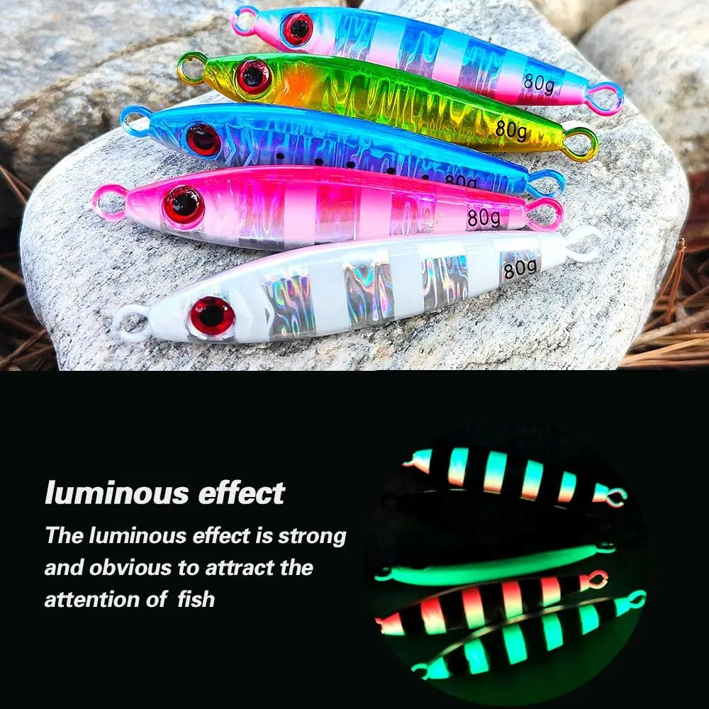 Señuelo de plantilla de pesca de hierro, accesorios de pesca, 20g, 80g, Multicolor, Artificial, pececillos, pesca de invierno - imagen 4