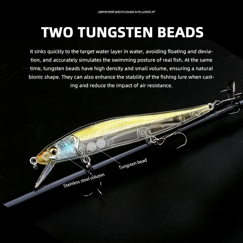 FUNCIONES MAGICES 110mm 13,8g Señuelos de Pesca Minnow Wobbler Bass suministros nuevo suspendido Jerkbait perca cebos duros señuelo cebo Artificial - imagen 4