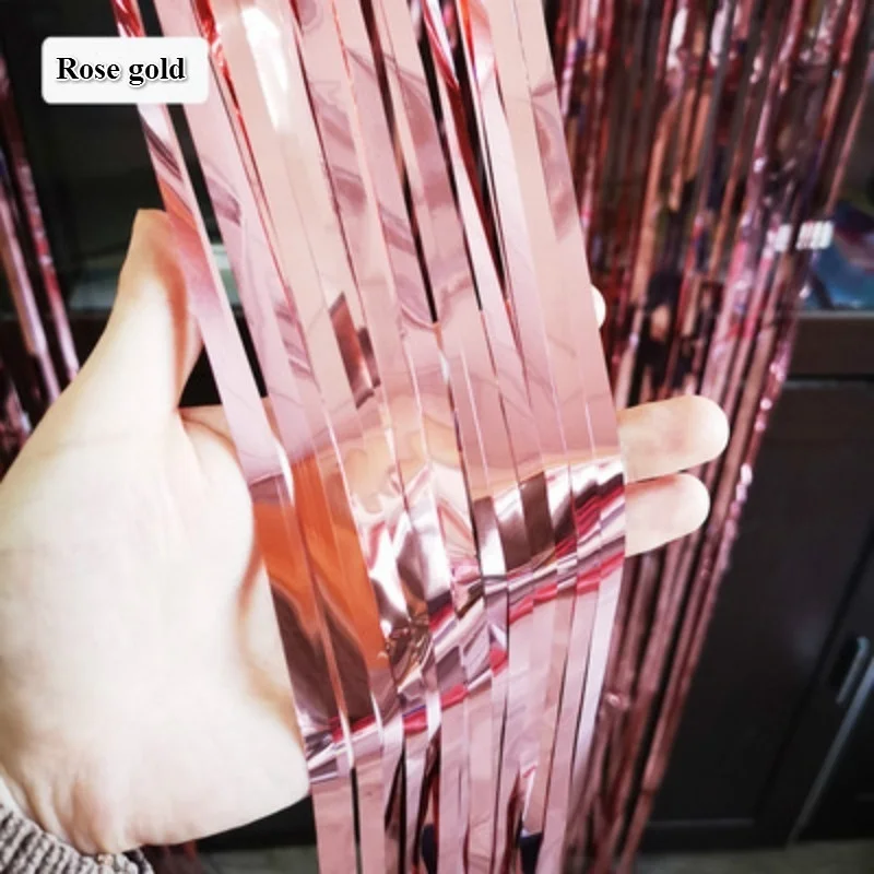 1 bolsa, 1x2m, tira dorada mate, lámina metálica, flecos, cortina de lluvia brillante, decoración de boda, fondo de fotografía, suministros para fiestas - imagen 4