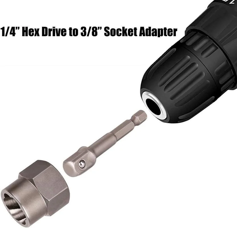Kit de extracción de pernos de tuerca de 13 piezas Juego de extractores de tuercas de perno de impacto de accionamiento de 3/8" Juego de herramientas de casquillo giratorio de 1/4"-3/4" con accionamiento hexagonal de 1/4" de 3/8" - imagen 5