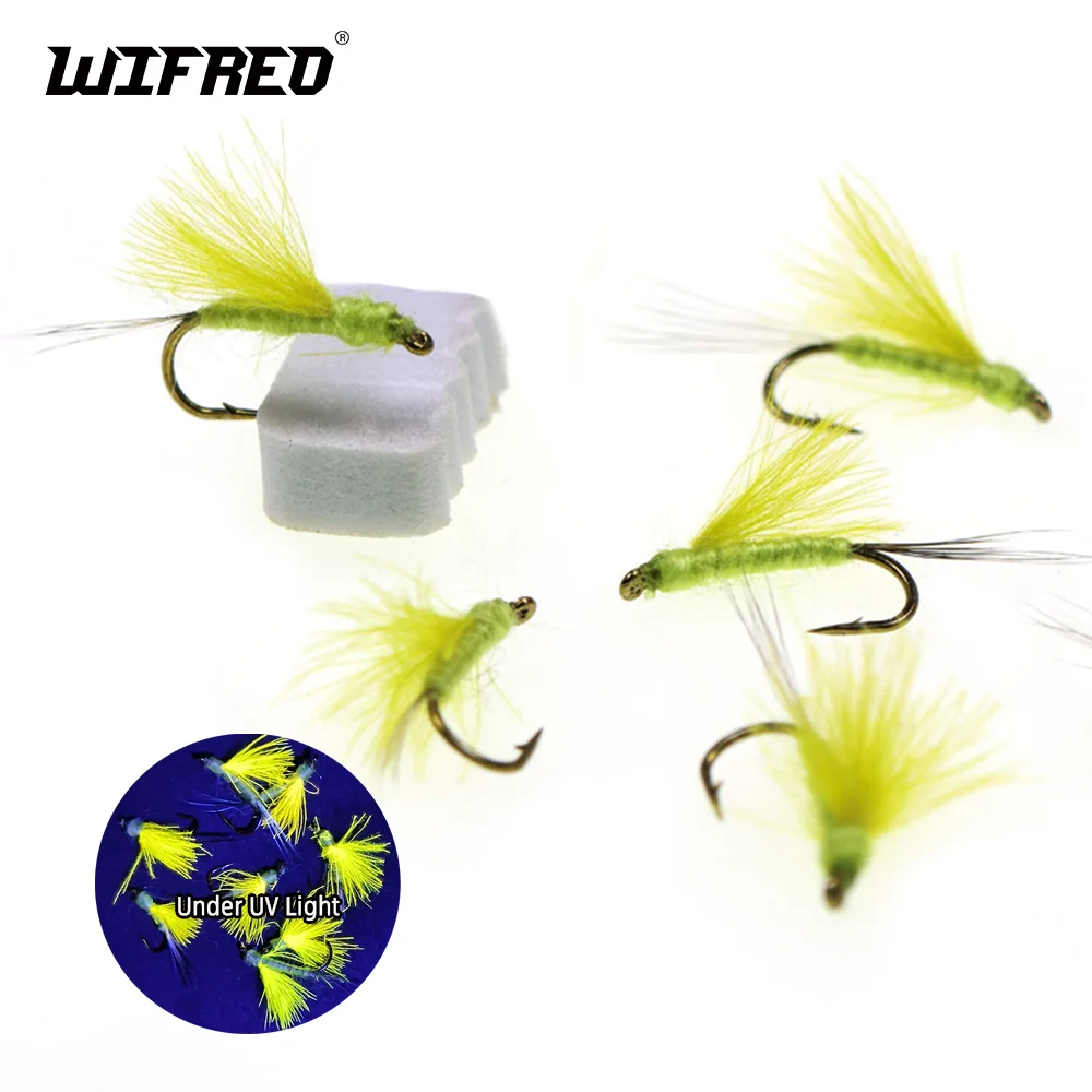 Wifreo 5 piezas/6 piezas # 12 # 14 # 16 CDC mosca seca con púas mayfly cebos de insectos artificiales moscas de pesca con mosca trucha Gryling Señuelos de pesca