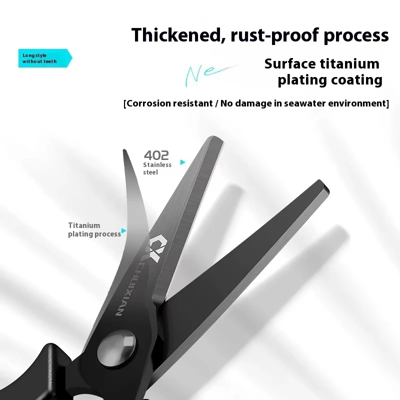 QAJTAO Tijeras de pesca portátiles chapadas en titanio para cuerdas colgantes, hilo de pescar de PE, tijeras para señuelos de acero inoxidable Dali Ma - imagen 4