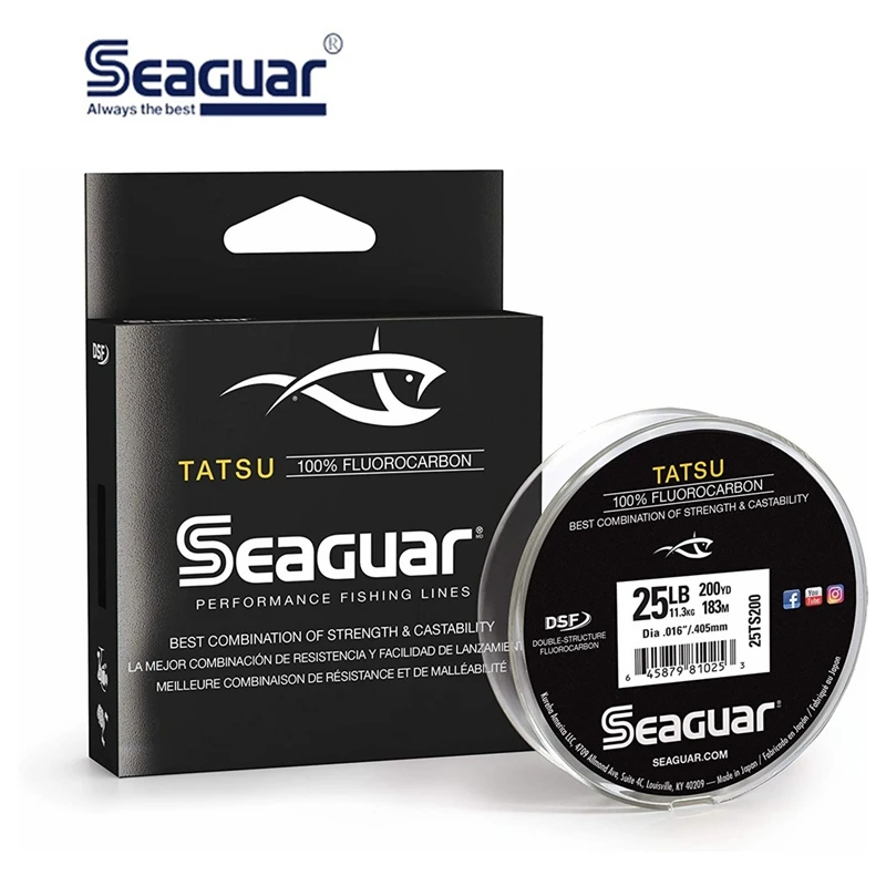 Línea de pesca de fluorocarbono Original Seaguar TATSU 100% línea de carbono japonesa 183m/914m 6LB/8LB/10LB/12LB/15LB/20LB/22LB/25LB - imagen 5