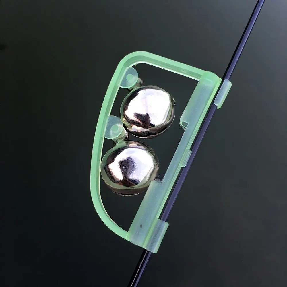 Accesorios de Clip, anillo de alerta que brilla en la oscuridad, herramienta de caña de pescar fluorescente, alarma de doble campana, 5 uds. - imagen 5