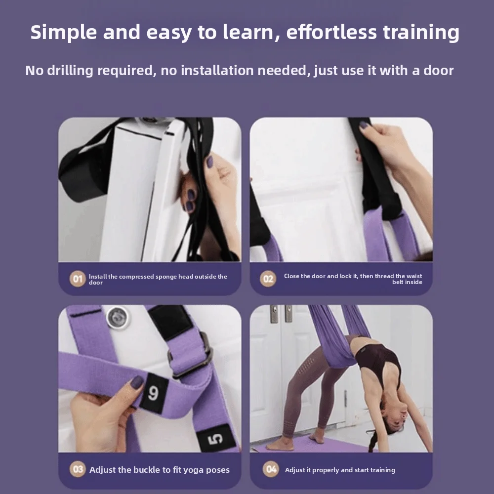 Correa de Yoga aérea ajustable para mujer, hamaca elástica para colgar en la puerta, hamaca aérea para Yoga, auxiliar de resistencia para columpio - imagen 5