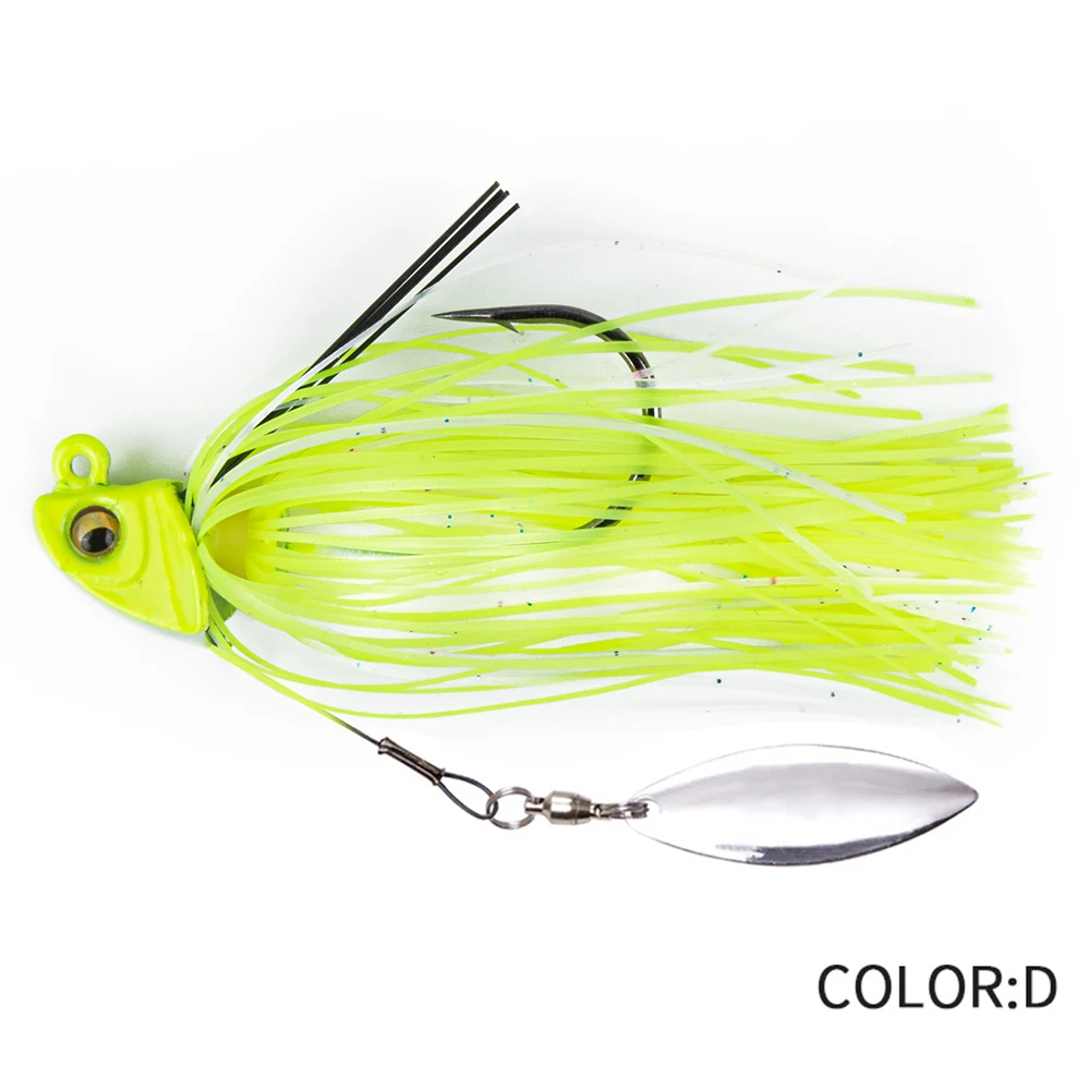 13g falda de silicona Jig Head Metal Jig Spinner Chatter Bait Bass Jig con hoja de sauce Swimbait Jigging señuelo para lubina de agua salada