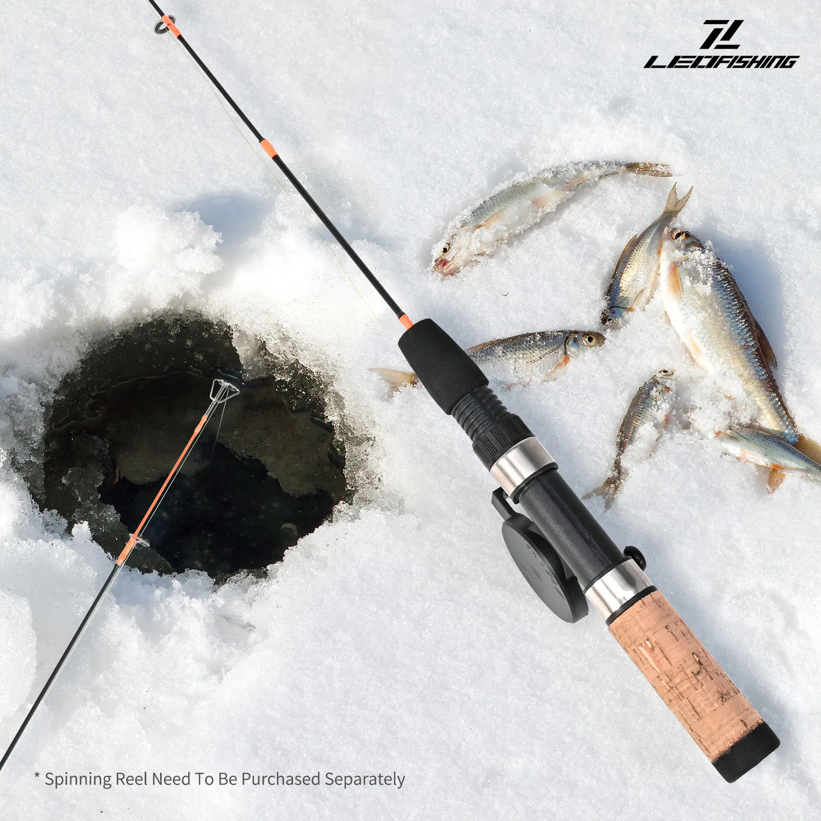 Caña de pescar ligera, caña de pescar en hielo con mango de 3 puntas, Mini caña de pescar telescópica portátil para aparejos de pesca de carpa de invierno - imagen 3