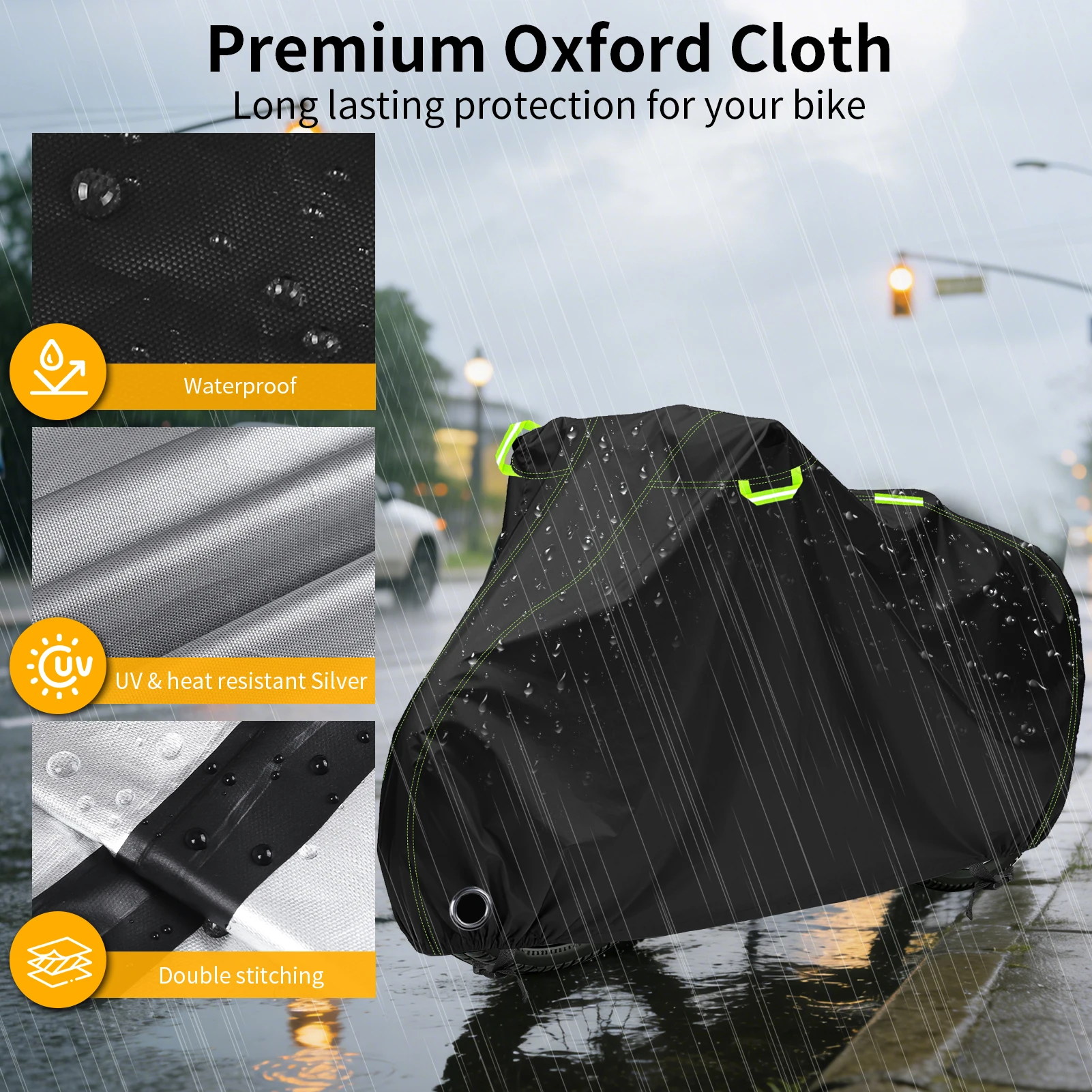 Funda impermeable para bici – orificio candado y tiras reflectantes - imagen 2