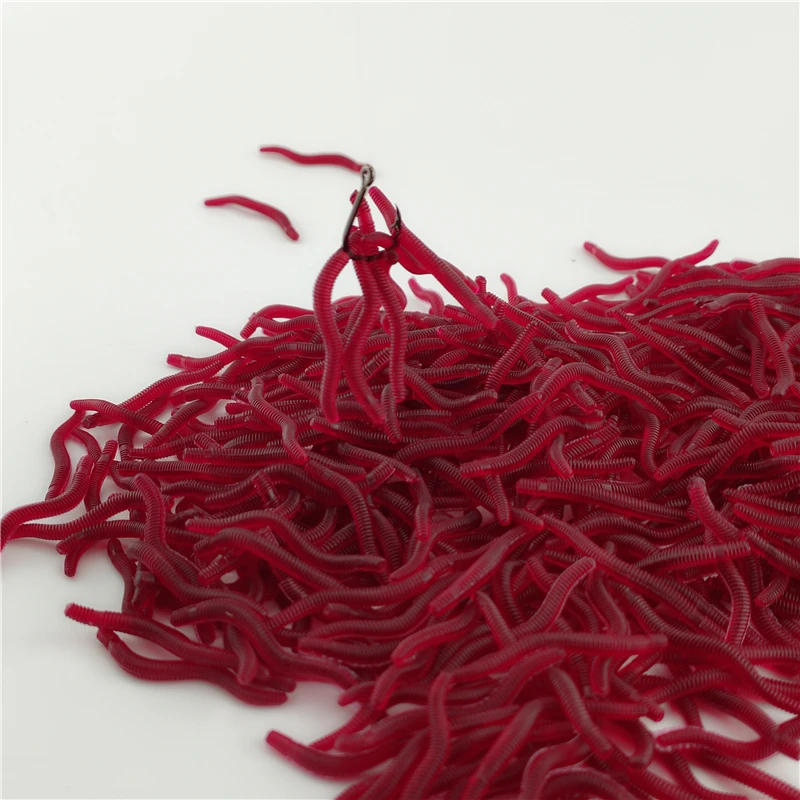 100 Uds señuelo suave lubina dorada gusano de sangre pesca lombriz de tierra gusanos rojos de goma cebos olor a pescado aparejos realistas - imagen 5