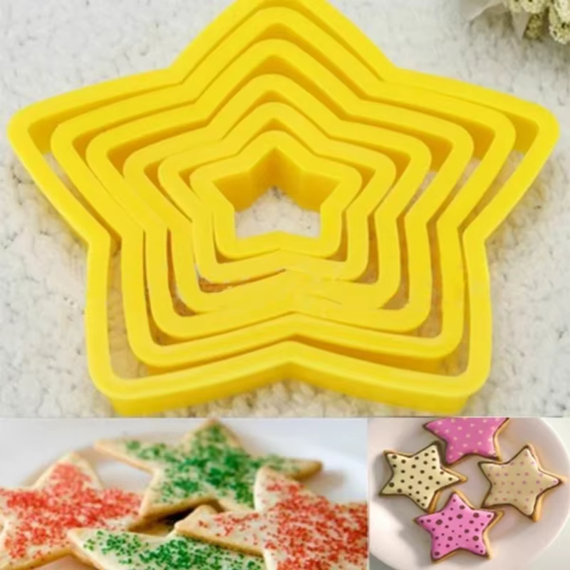 6 unids/set 3D DIY pentagrama árbol de Navidad galletas cortador de pastel molde conjunto herramienta de horneado para el día de Navidad - imagen 4