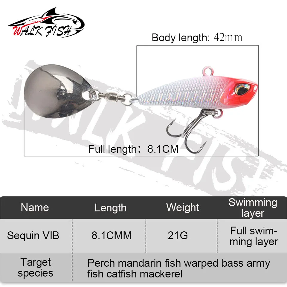 WALK FISH 7g 11g 15g 21g cebo giratorio Metal VIB señuelo de Pesca cola giratoria vibración lentejuelas Japón Wobbler Trolling cebo Pesca - imagen 2
