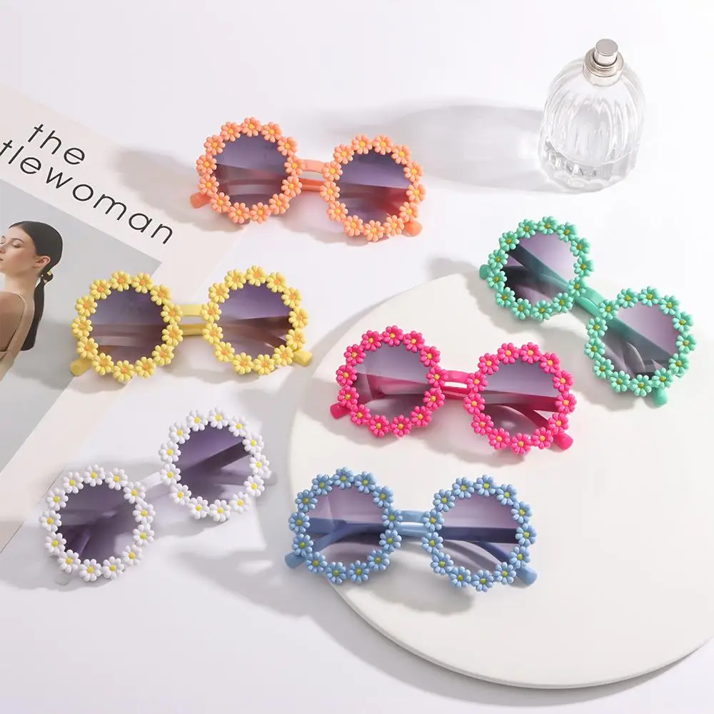 Gafas de sol de margaritas para niños, lentes de sol con montura redonda, estilo novedoso, fiesta Disco, Festival - imagen 2