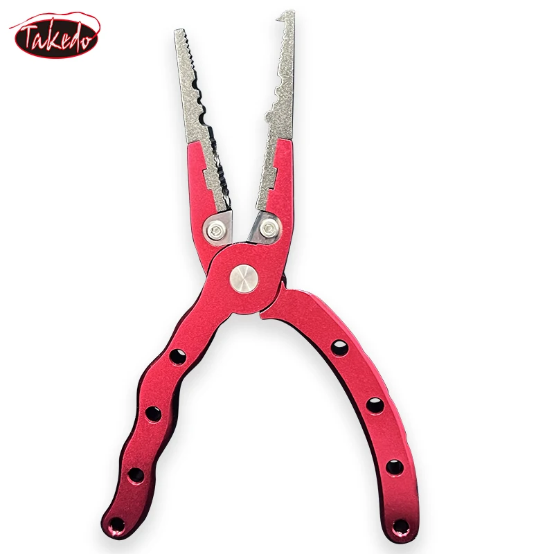 Alicates de Pesca Multifuncionales TAKEDO MY15 de 13 cm, Aleación de Aluminio, Dispositivo de Desenganche, Cortador de Línea de Pesca, Herramienta de Pesca, Todo para la Pesca