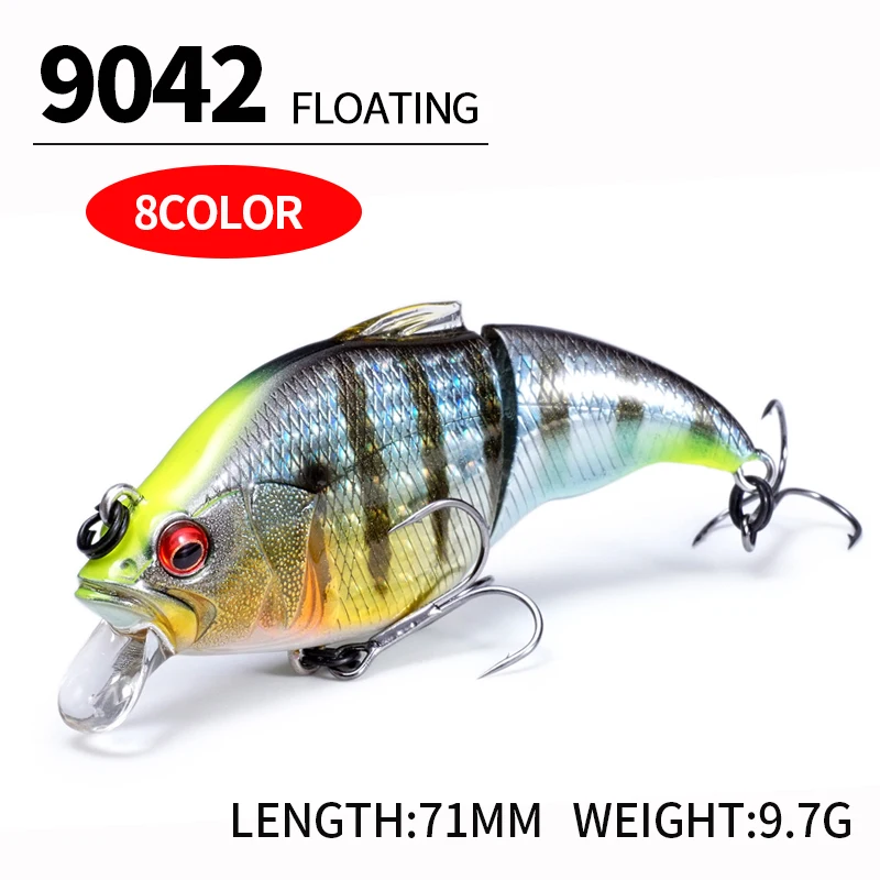 9,7g 71mm realista 2 segmentos Minnow señuelo de pesca flotante Crankbait cebo Artificial Wobbler para lubina equipo de Swimbait - imagen 4
