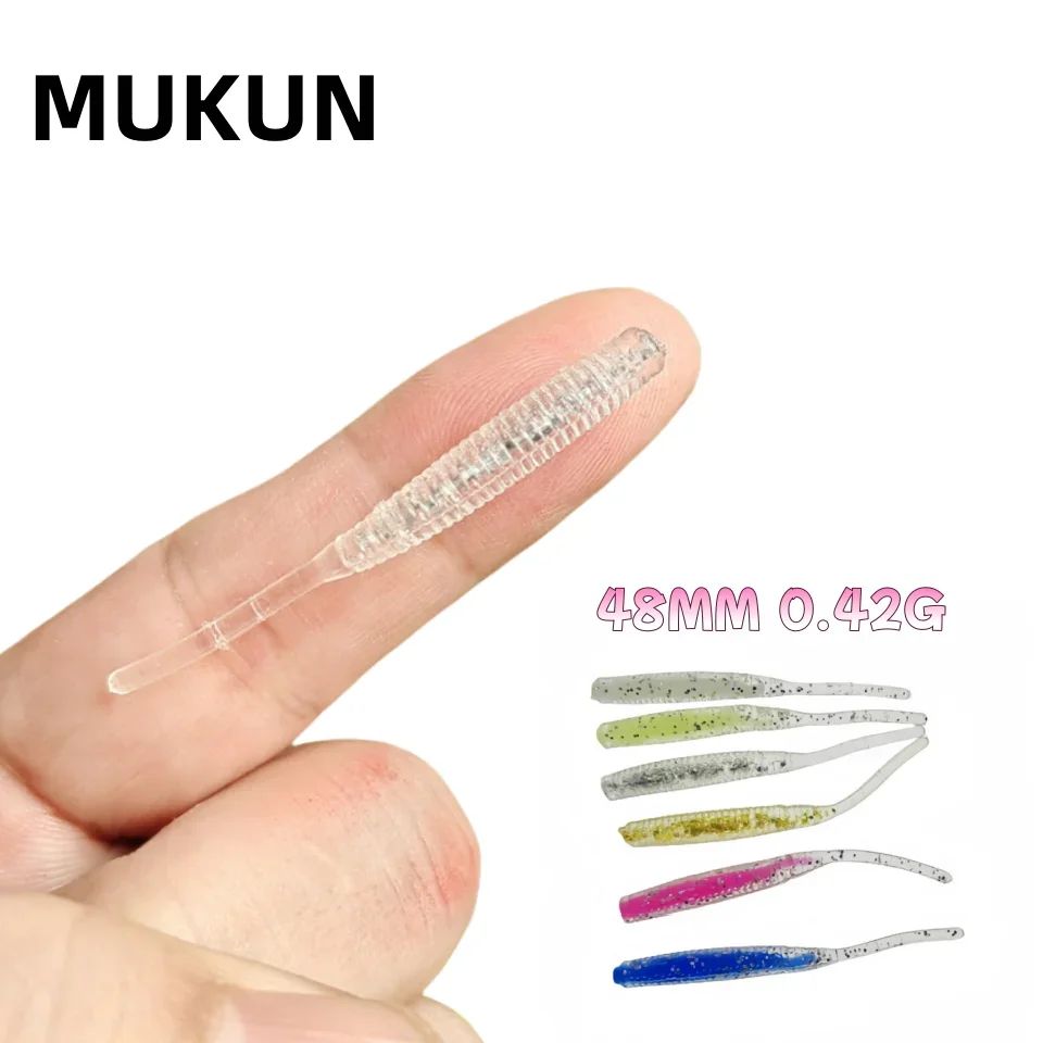 12 Uds. Cebos blandos 0,42g/48mm gusano suave simulación de gusano falso cebo de pescado de gusano rojo señuelo luminoso contiene lentejuelas señuelo de pesca - imagen 2