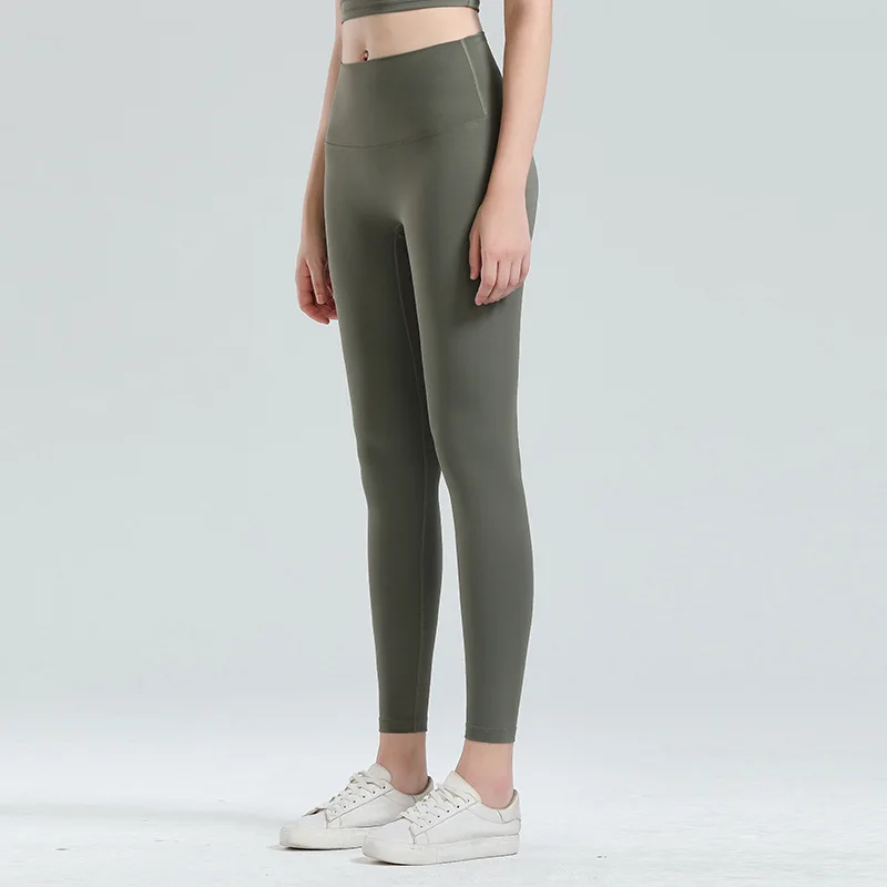 Pantalones deportivos de doble cara para correr, mallas de Yoga de realce de cadera, brocado, cepillado, 17 colores, cintura alta, Color Nude - imagen 2