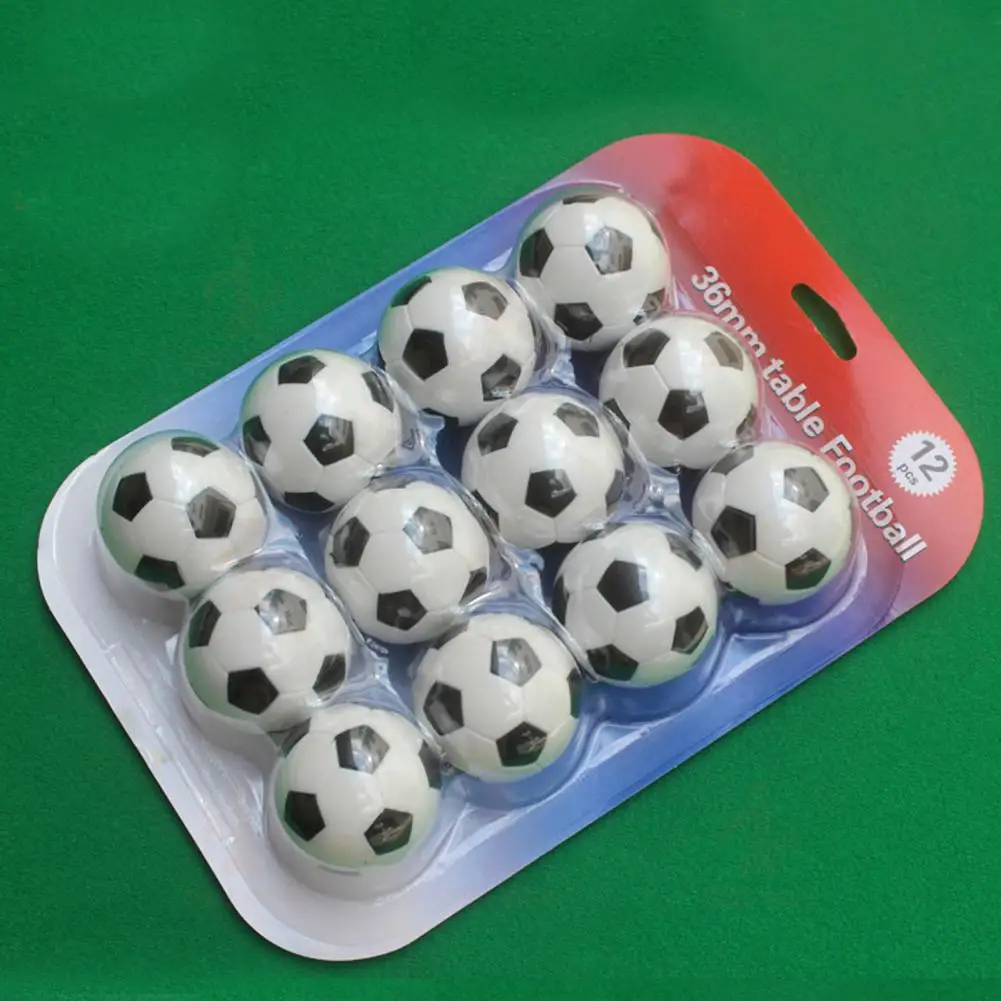 12 Uds. Pelotas de fútbol de juguete, pelotas de juego de fútbol clásicas de mesa, Mini pelotas de fútbol estándar de 36mm en blanco y negro - imagen 5