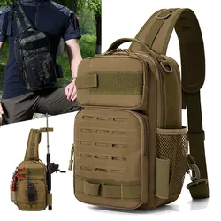 Riñonera táctica con portacañas y sistema MOLLE para pesca