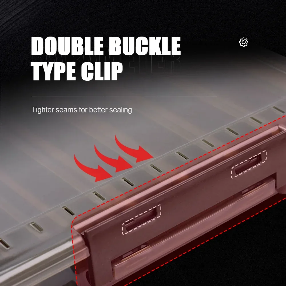 Caja de aparejos de pesca de plástico portátil, estuche de almacenamiento de herramientas para anzuelos de cebo, cajas de señuelos de pesca, organizador de aparejos impermeable, 2 capas - imagen 3