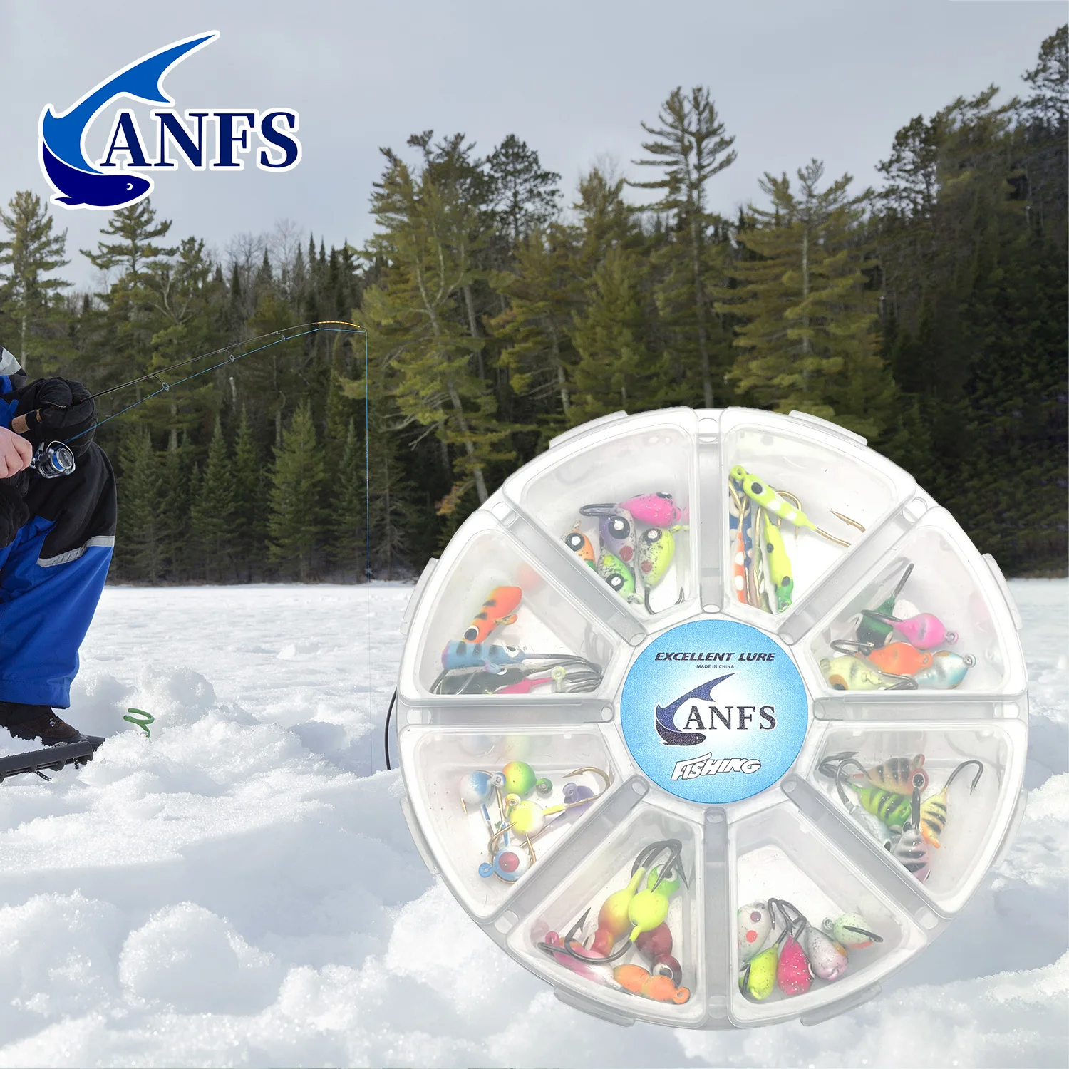 ANFS-Kit de plantillas de pesca en hielo, Señuelos de pesca en hielo para perca dorada, cabezales para aparejos de pesca en hielo, plantillas tipo panfish, 5 uds./40 Uds. - imagen 4