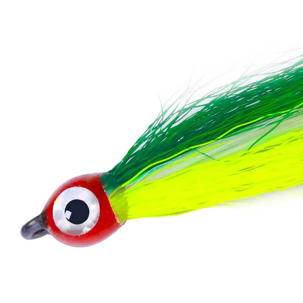 Anzuelo Jig Head de plomo con ojo grande y pluma - imagen 3