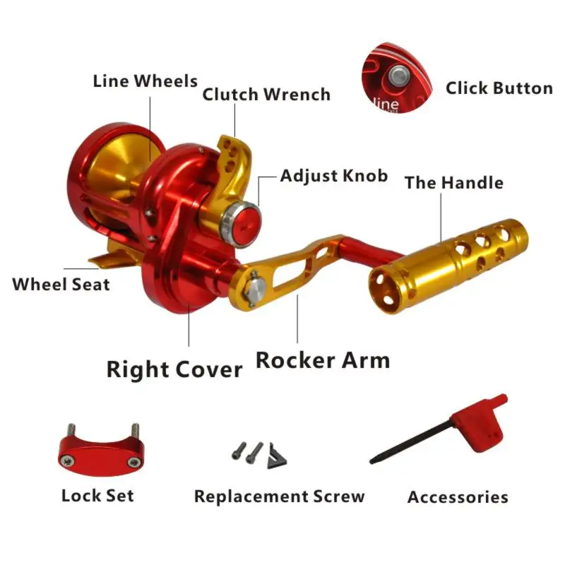 Carrete de Jigging lento para pesca en agua salada, rueda de pesca CNC de aluminio serie TC5000, arrastre máximo de 35KG, carrete convencional, barco de pesca para mar - imagen 5