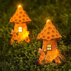 Luces solares decorativas casa árbol de resina Fuuny para jardín