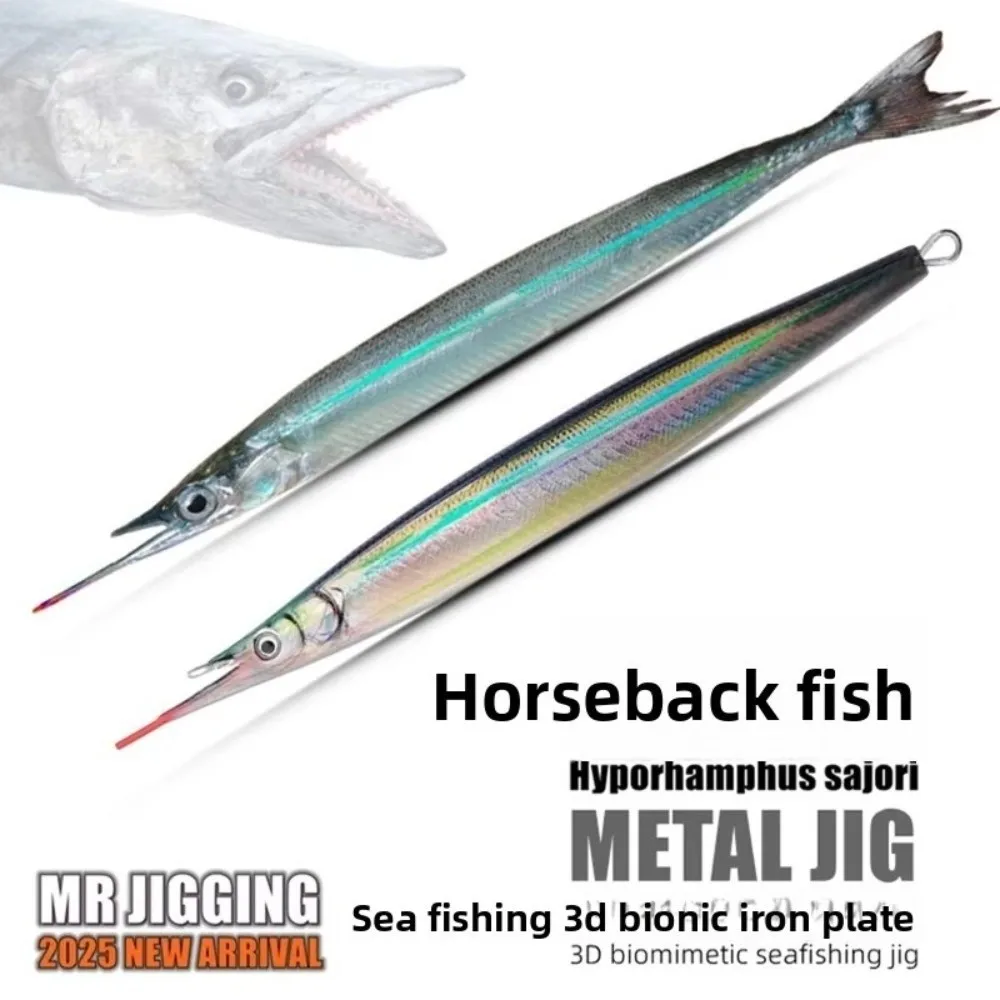Plantilla de Metal Hyporhamphus Sajori 3D, Material metálico, patrón 3D, cebo de atún, diseño de Jigging, cuchara de pesca, 40g-60g de peso - imagen 2