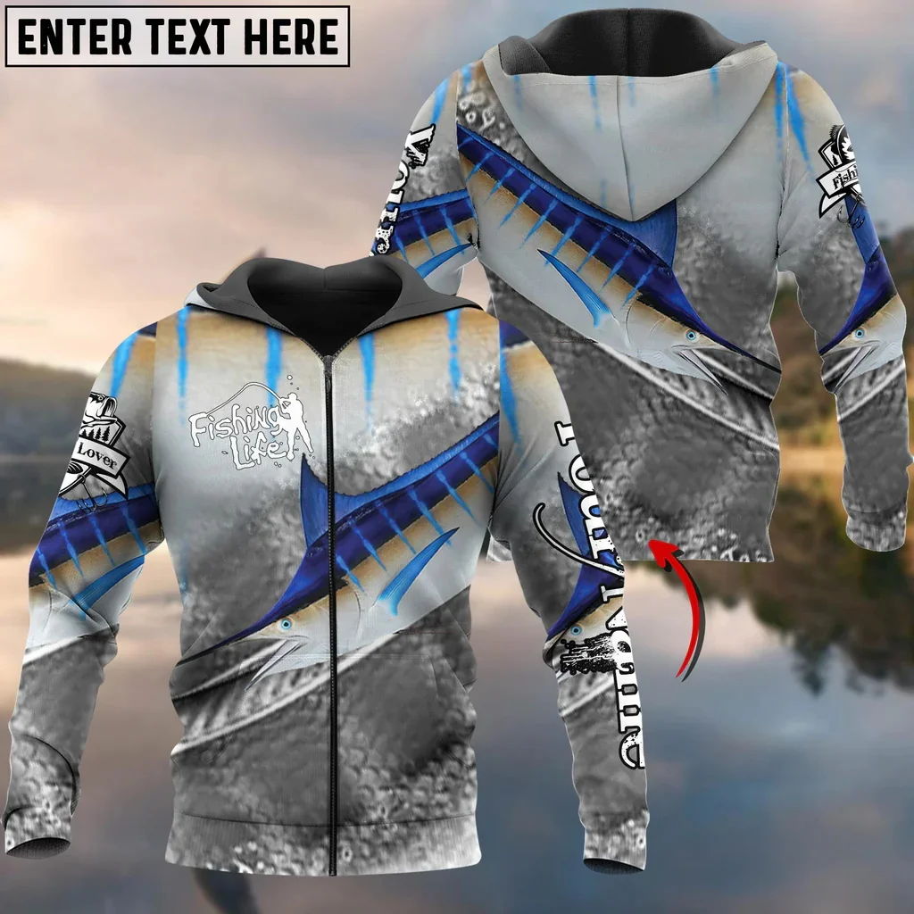 Sudadera con capucha pesca dorado y atún – Diseño 3D personalizable - imagen 4