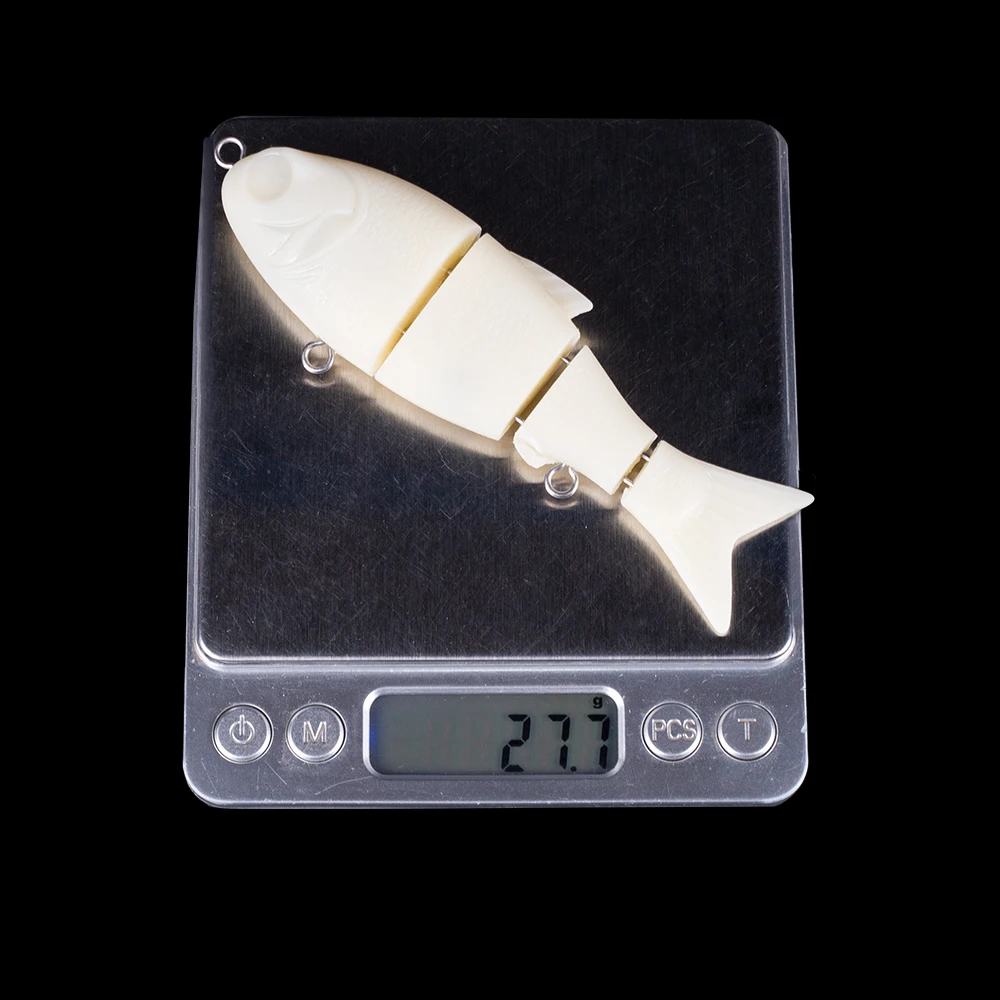 Hanlin-Cebo articulado sin pintar, 2/5 piezas, 12CM, 27,5G, Swimbait, perfecto para nadar y pescar, cebos duros, aparejos de lubina en blanco - imagen 3