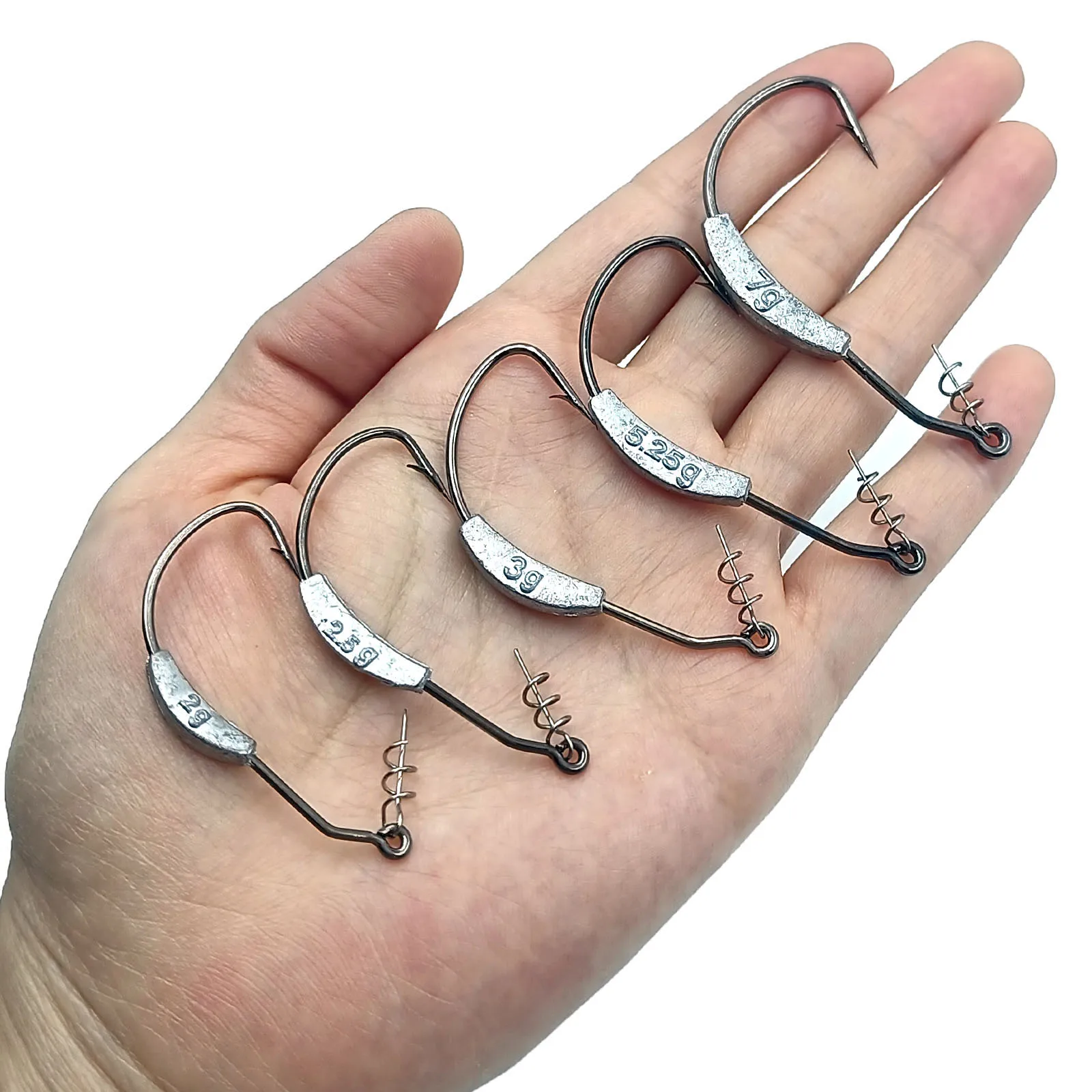 Ganchos de Swimbait ponderados, cabezales de plantilla, anzuelo de pesca de gusano de plástico suave con pasador centralizado, soporte para taquilla de cebo trenzado con resorte - imagen 5