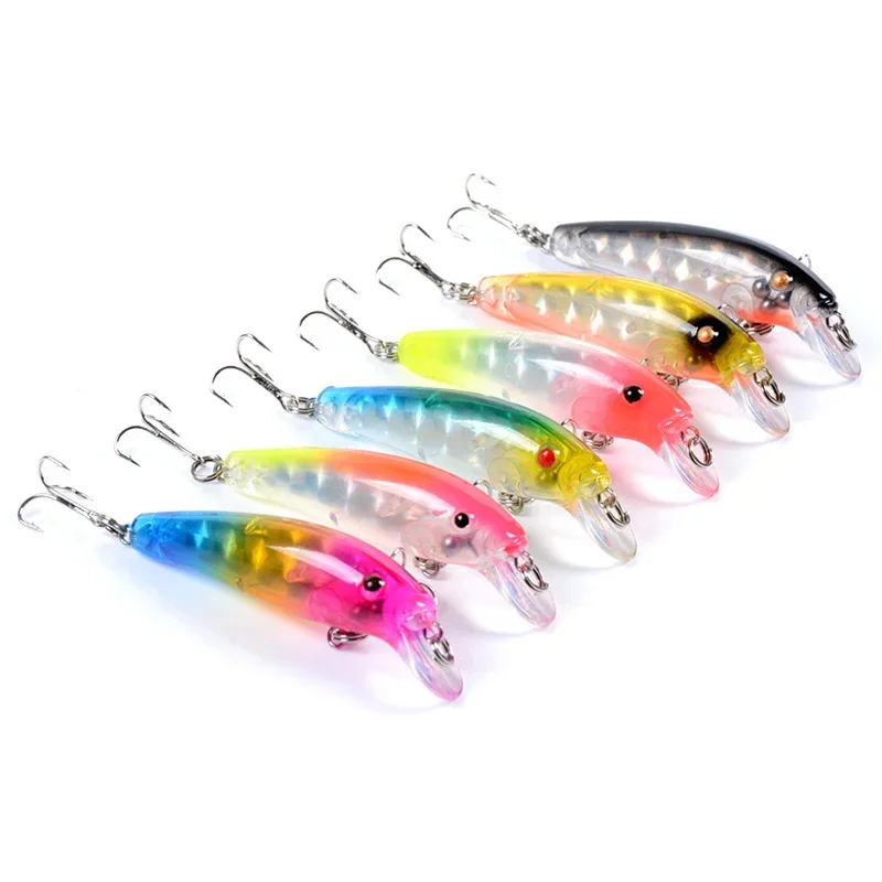 6 unids / lote Señuelos de pesca mixtos 70 mm 6,5 g Minnow Crankbaits cebos de lubina Wobblers Set aparejos de cebo de pesca falsos realistas - imagen 3