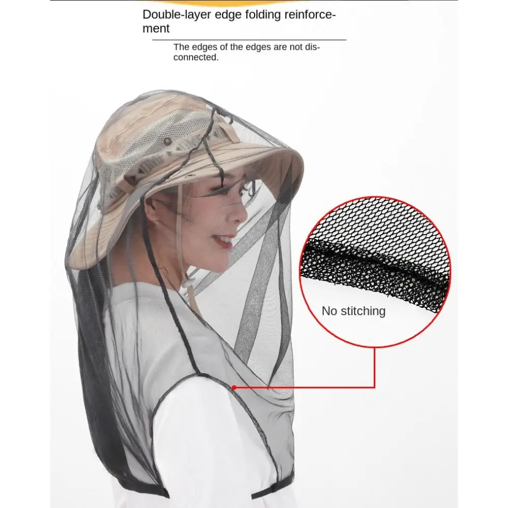 Gorro de pesca, Protector facial para cabeza de pesca al aire libre, máscara facial, sombrero de malla para insectos, mosquitera, red para insectos y abejas, sombrero antiabejas - imagen 3