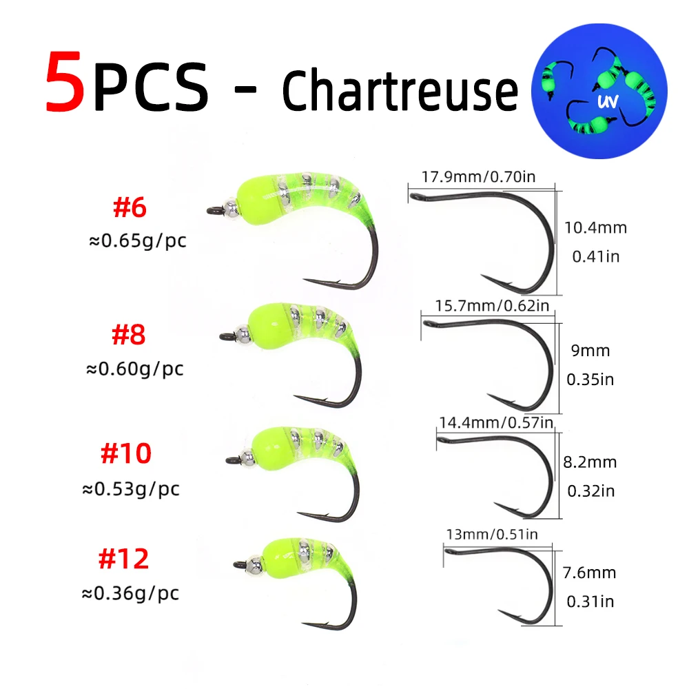 5pcs chartreuse