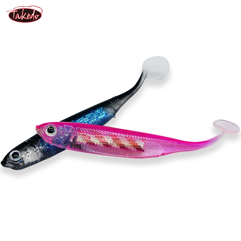 TAKEDO, venta al por mayor, JJ01, 7,5 cm, 2,2g, PVC, cola en T, agitador delgado, pesca de gusanos suaves, señuelo suave para lubina, trucha, Lucio - imagen 2
