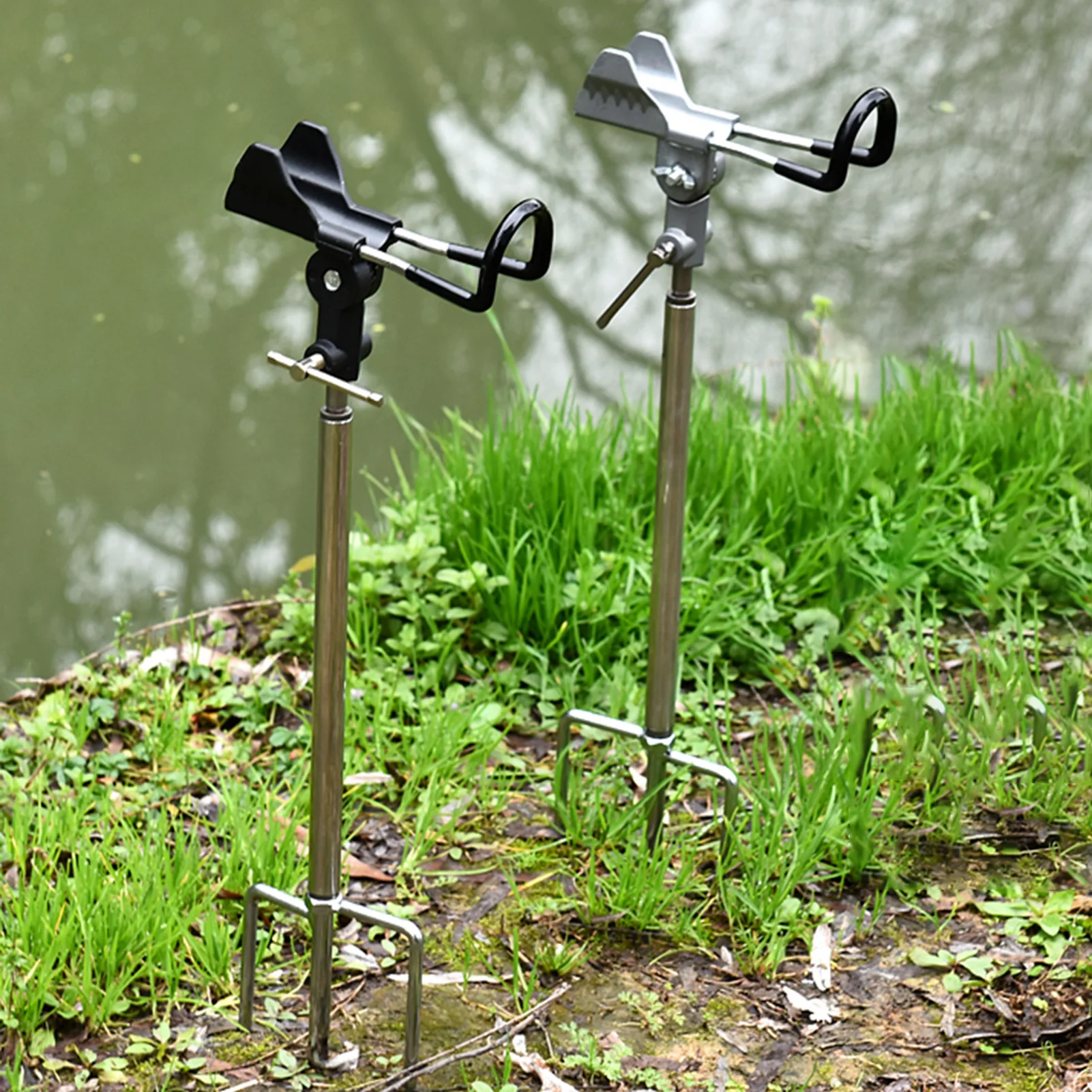 Soporte para caña de pescar de 20 pulgadas, soporte Universal ajustable de acero inoxidable para caña de pescar, enchufe de tierra de Metal duradero y resistente a la corrosión - imagen 3