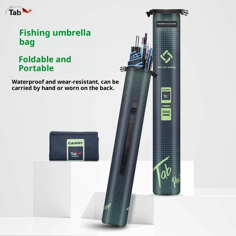 Bolsa para paraguas de pesca al aire libre, bolsa para caña de pescar, bolsa de almacenamiento integrada para aparejos de pesca, bolsa de almacenamiento plegable y liviana