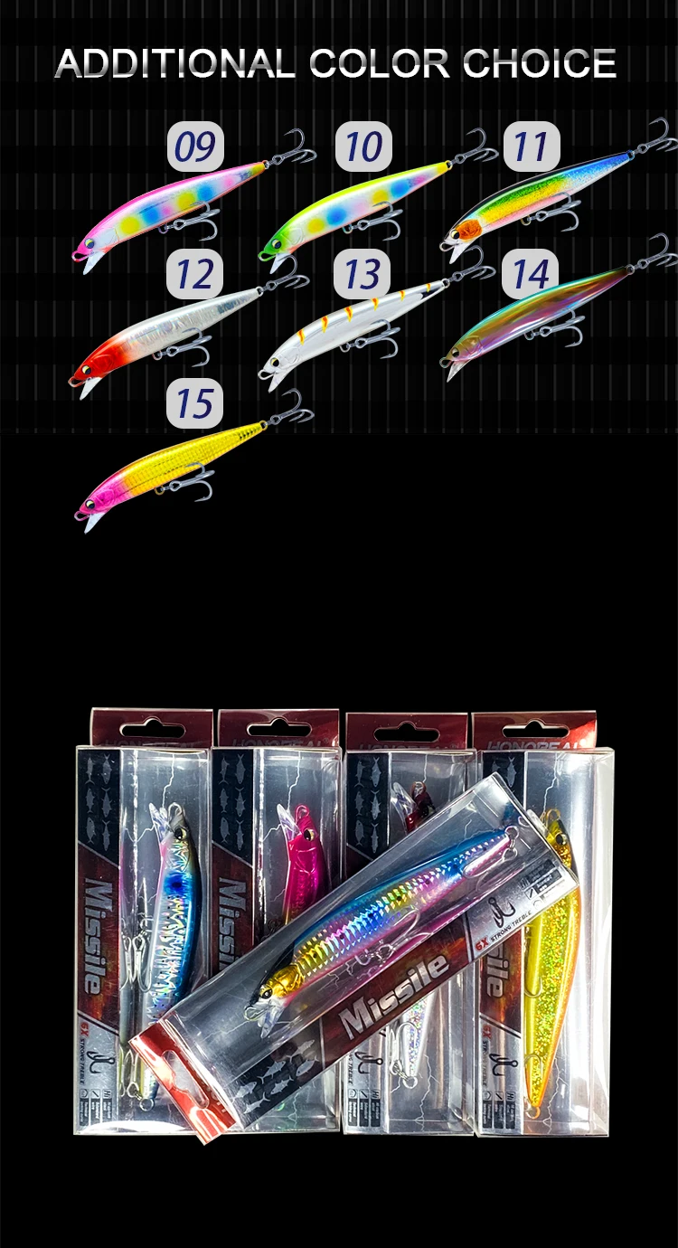 Descubra la selección vibrante de señuelos de pesca coloridos con opciones de color adicionales para experiencias de pesca mejoradas