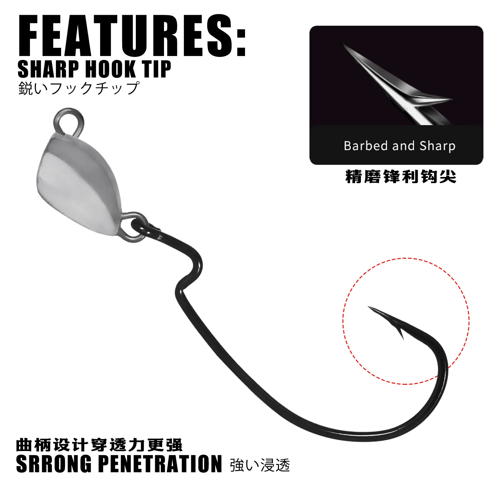 5 uds anillo giratorio lentejuelas plomo peso cabeza gancho acero al carbono señuelo suave anzuelo de pesca 3,5g 5g 7g 10g anzuelos de púas afilados - imagen 4