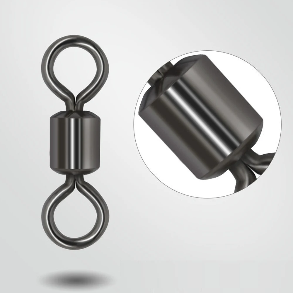 DNDYUJU 50 Uds. Conector de pesca giratorio de rodamiento, accesorios de pesca de carpa de acero inoxidable, señuelo de anzuelo a presión, aparejos de anillo sólido - imagen 5