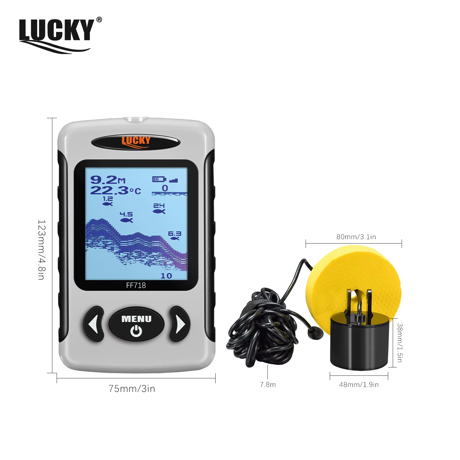 Lucky FF718D - Buscador de peces portátil con sonar dual